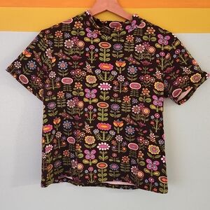 Nooworks Flower Power Mock Neck Top L